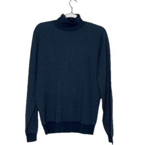 JOHN SMEDLEY NWOT Men's Large Geo Pattern Merino Wool Turtleneck Orion Green